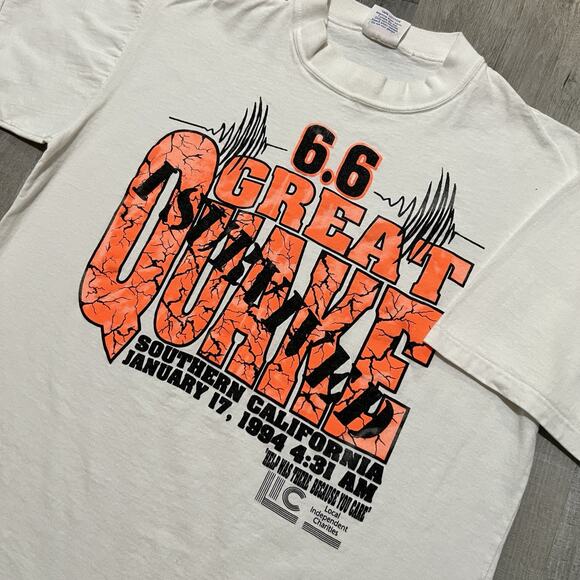 Vintage 1994 California Great Earthquake T-Shirt Sz L I Survived Single Stitch - Picture 3 of 4